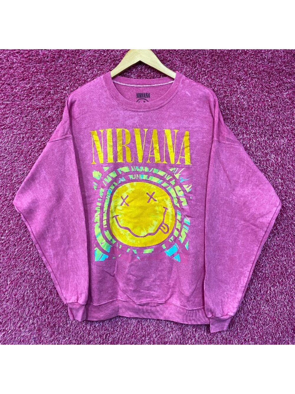 Nirvana Nevermind Crewneck Pink Sweater size XL
